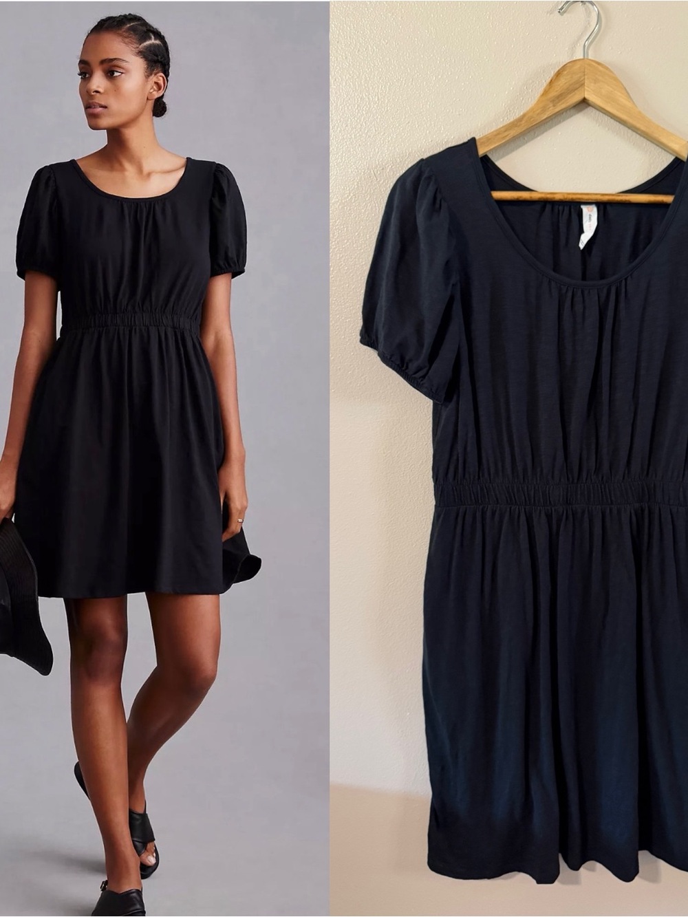 Daily Practice by Anthropologie Cap Sleeve 100% Cotton Black Dress